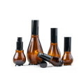 10ml 20ml 30ml 50ml 100ml gourd amber skincare cosmetic glass lotion bottle with pump